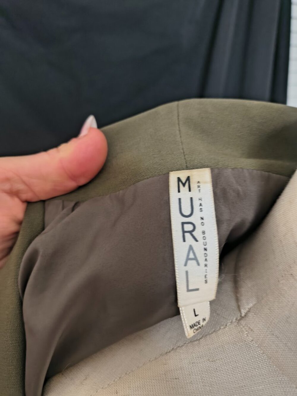 MURAL Olive Green Shawl Collar Open-Front Drape Blazer Jacket - Size Large